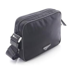 Prada Saffiano Leather SAFFIANO Shoulder TESSUTO Black Bag Nylon